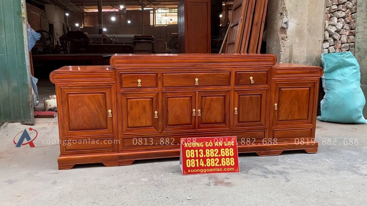 Combo án gian thờ và kệ tivi gỗ gõ đỏ cao cấp (Củ Chi - HCM) 39 Mẫu kệ tivi mõ lồi gỗ gõ đỏ