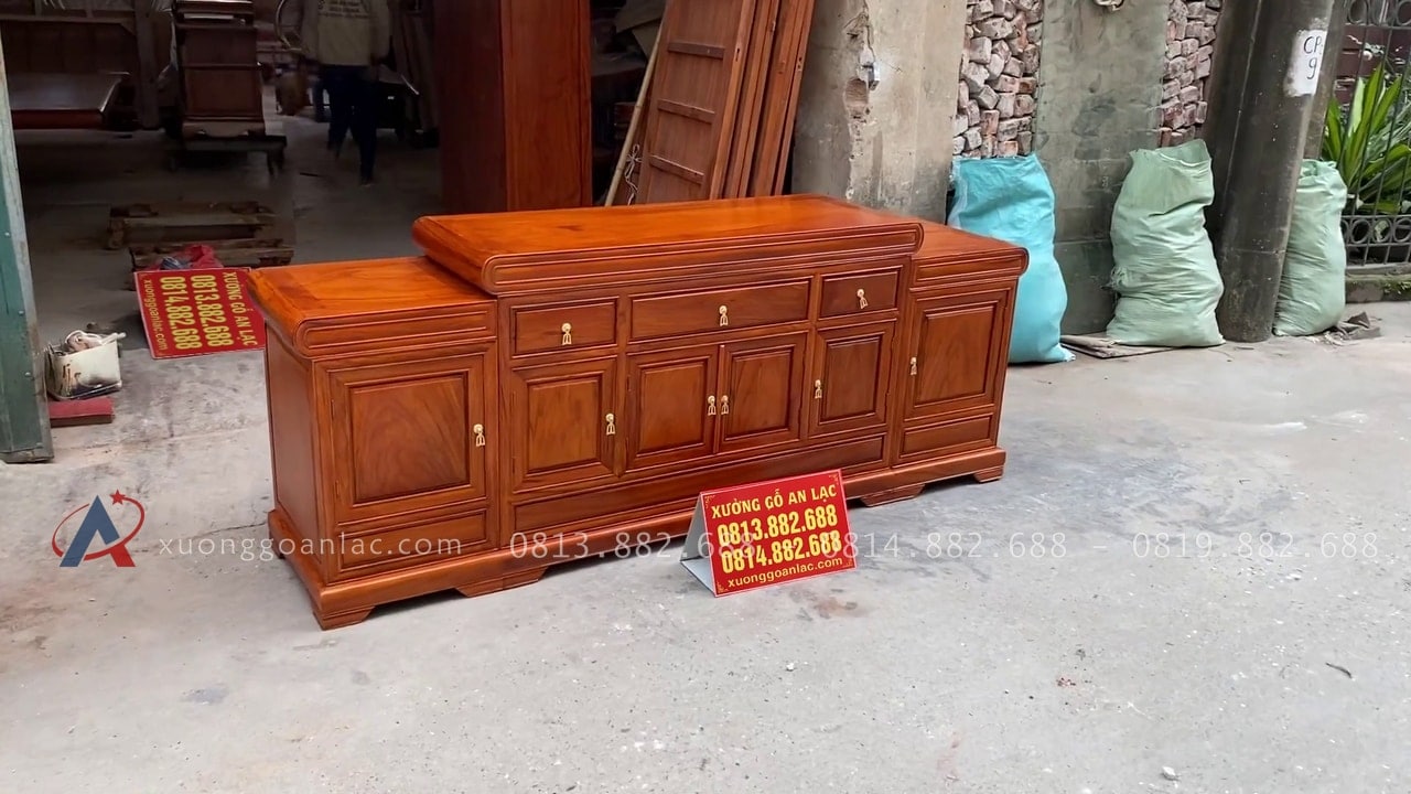 Combo án gian thờ và kệ tivi gỗ gõ đỏ cao cấp (Củ Chi - HCM) 41 kệ tivi mõ lồi