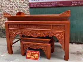 Combo án gian thờ và kệ tivi gỗ gõ đỏ cao cấp (Củ Chi - HCM) 17 mẫu án gian và bàn cơm đục tỉa họa tiết tinh xảo