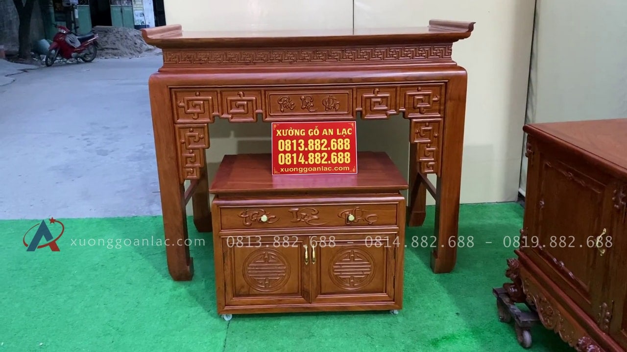 Combo án gian thờ + kệ tivi gỗ hương đá (Vinhomes Oceanpark) 24 combo án gian thờ và kệ tivi gỗ hương đá