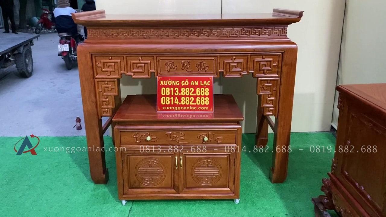 Combo án gian thờ + kệ tivi gỗ hương đá (Vinhomes Oceanpark) 29 combo án gian thờ và bàn con
