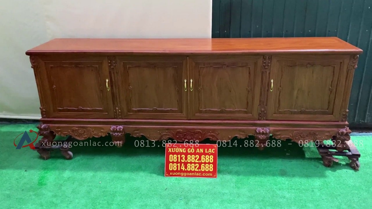 Combo án gian thờ + kệ tivi gỗ hương đá (Vinhomes Oceanpark) 31 kệ tivi gỗ hương đá