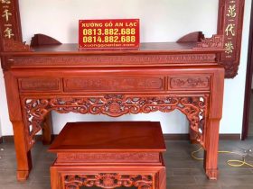 Combo phòng thờ gồm án gian + hoành phi câu đối gỗ gõ đỏ 9 Mẫu án gian thờ như ý gỗ gõ đỏ