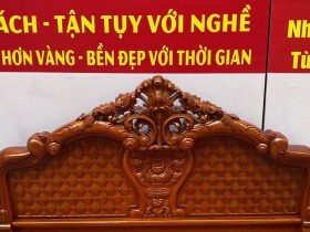 Combo cặp lục bình và giường hoa hồng chim trĩ 11 đầu giường louis hoàng gia