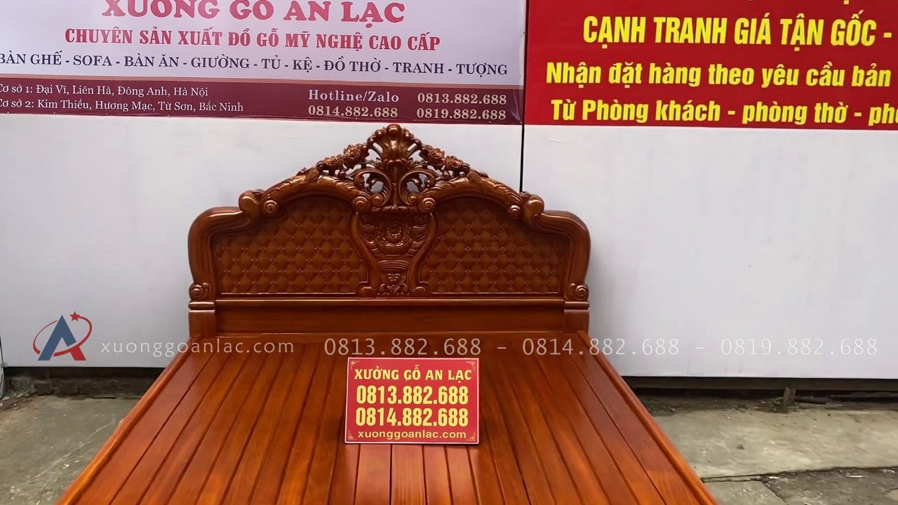 Combo cặp lục bình và giường hoa hồng chim trĩ 22 mẫu giường dát ghép thanh