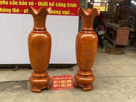 Combo cặp lục bình và giường hoa hồng chim trĩ 14 Cặp lục bình gỗ gõ đỏ hàng liền khối