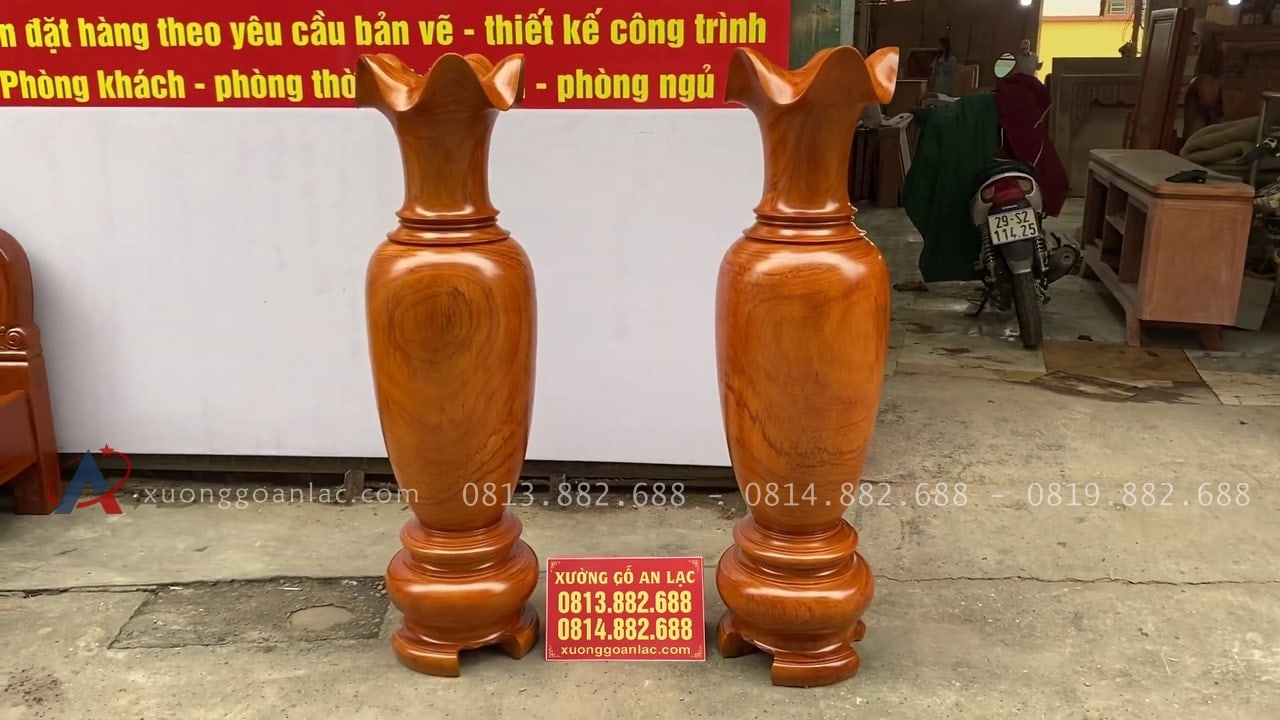 Combo cặp lục bình và giường hoa hồng chim trĩ 26 cặp lục bình gỗ gõ đỏ cao cấp