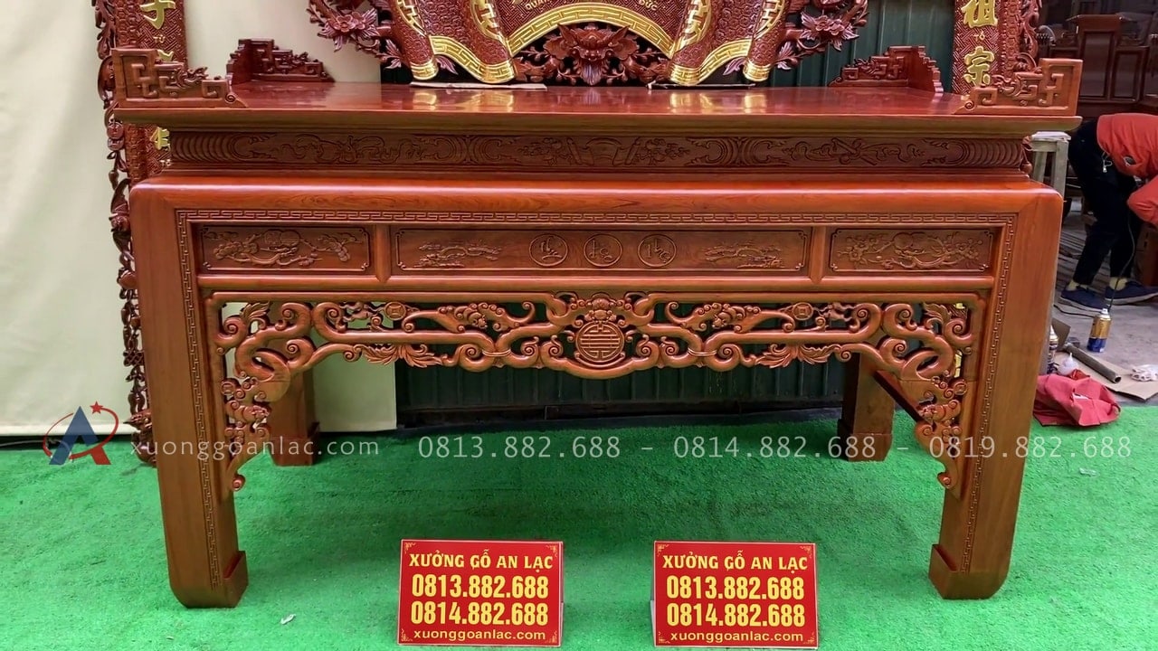Combo bộ cuốn thư câu đối và án gian thờ Tân Thi, Hưng Yên. 21 mẫu án gian như ý đục lọng thủng