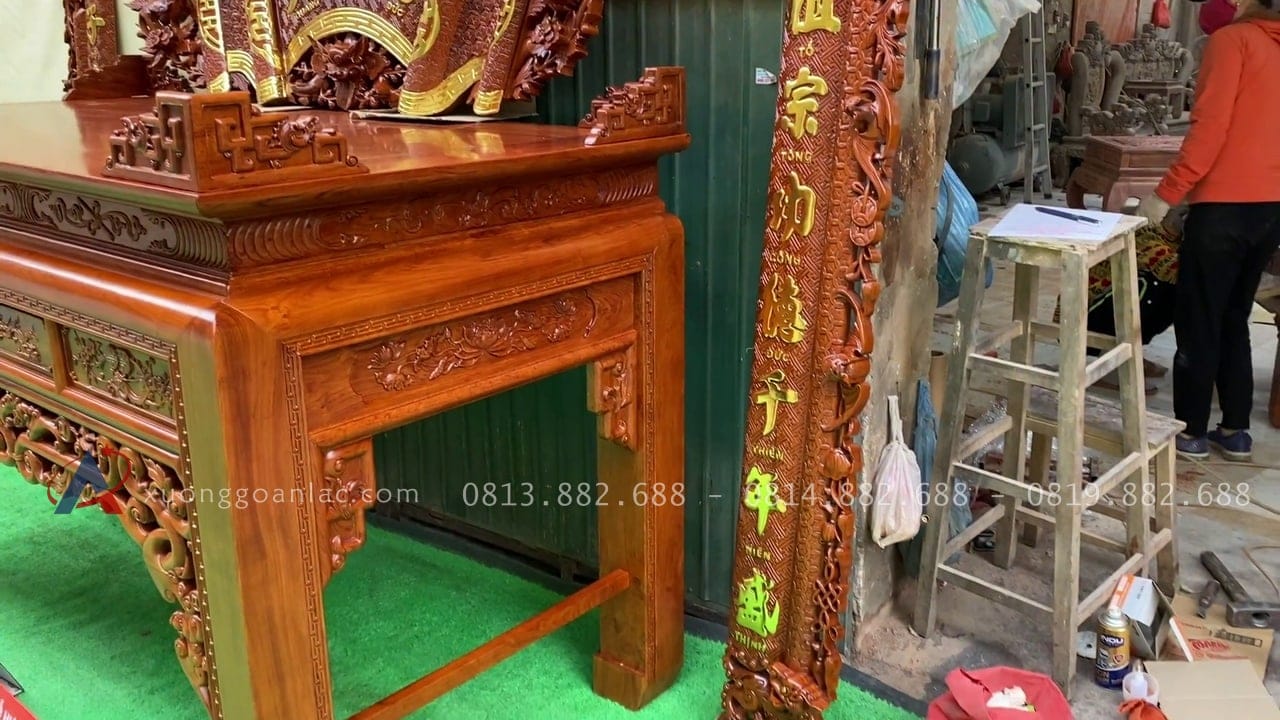 Combo bộ cuốn thư câu đối và án gian thờ Tân Thi, Hưng Yên. 24 dạ hồi án gian đục tỉa đẹp như dạ tiền