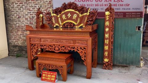 combo đồ thờ gỗ gụ Lào