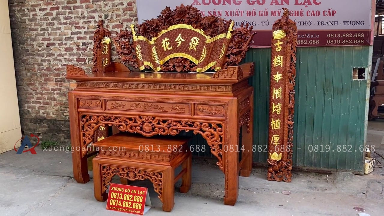 Combo đồ thờ gỗ gụ Lào xịn 1 combo đồ thờ gỗ gụ Lào
