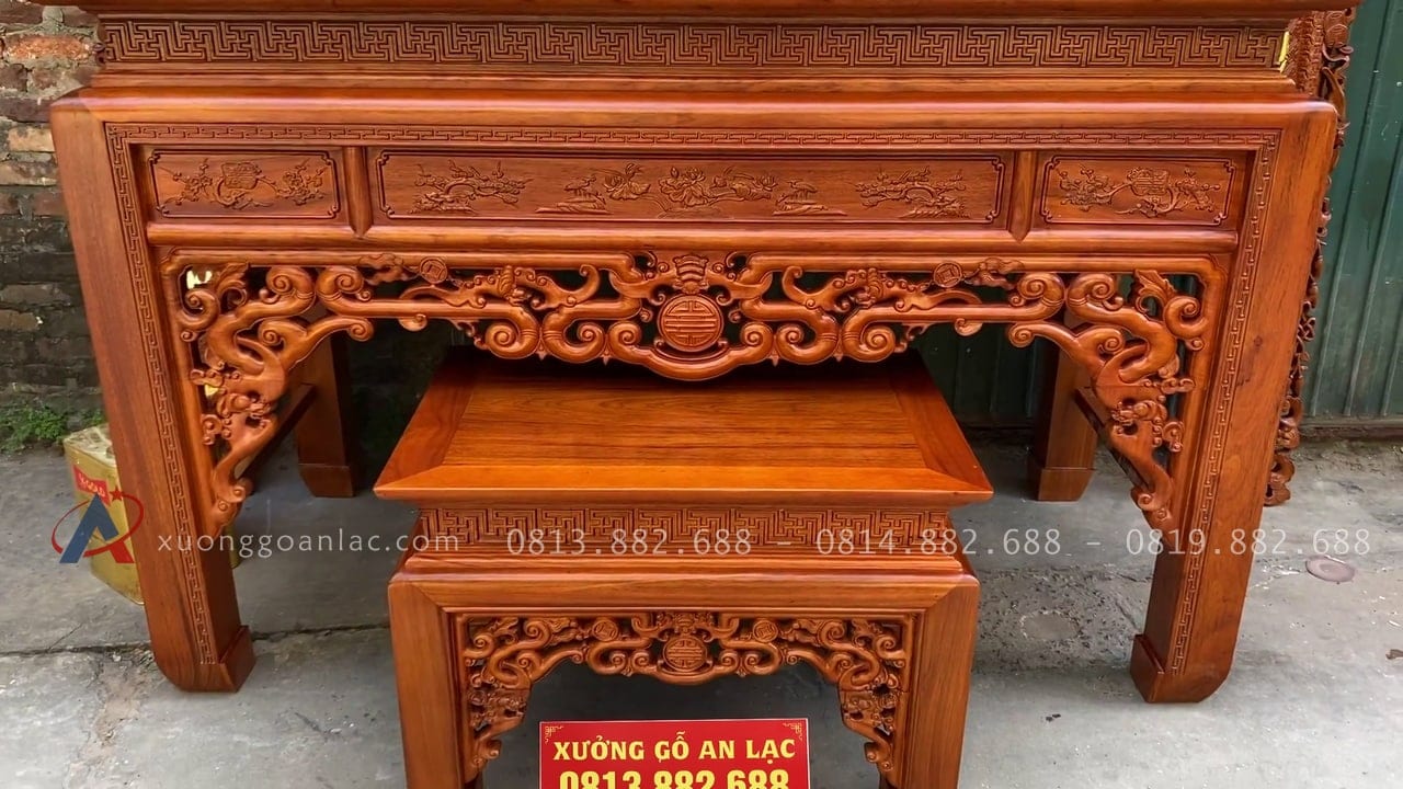 Combo đồ thờ gỗ gụ Lào xịn 20 mẫu án gian như ý dạ thủng