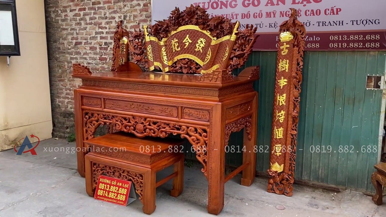 Combo đồ thờ gỗ gụ Lào xịn 9 combo nội thất phòng thờ gỗ gụ