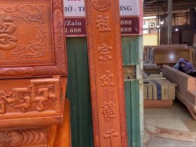 Combo đồ thờ gỗ hương cao cấp giao Sóc Sơn 14 câu đối gỗ hương đá