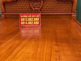 Combo giường ngủ chim trĩ + bàn phấn mẫu hoa hồng chất liệu gỗ gõ đỏ 17 giường ngủ dát phản tấm
