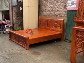 Combo giường ngủ mẫu chữ X gỗ gõ đỏ và án gian thờ mẫu như ý gỗ hương đá 16 giường ngủ 1m8x2m