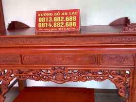 Combo nội thất phòng thờ án gian, bàn cơm, bộ hoành phi câu đối gỗ gõ đỏ cao cấp 7 Mẫu án gian dơi ngủ phúc