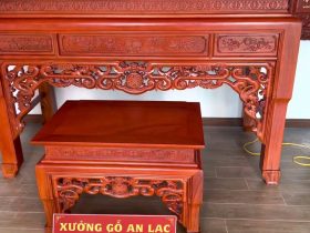 Combo nội thất phòng thờ án gian, bàn cơm, bộ hoành phi câu đối gỗ gõ đỏ cao cấp 8 Bàn cơm và gián gian