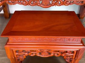 Combo nội thất phòng thờ án gian, bàn cơm, bộ hoành phi câu đối gỗ gõ đỏ cao cấp 9 bàn cơm gỗ gõ đỏ