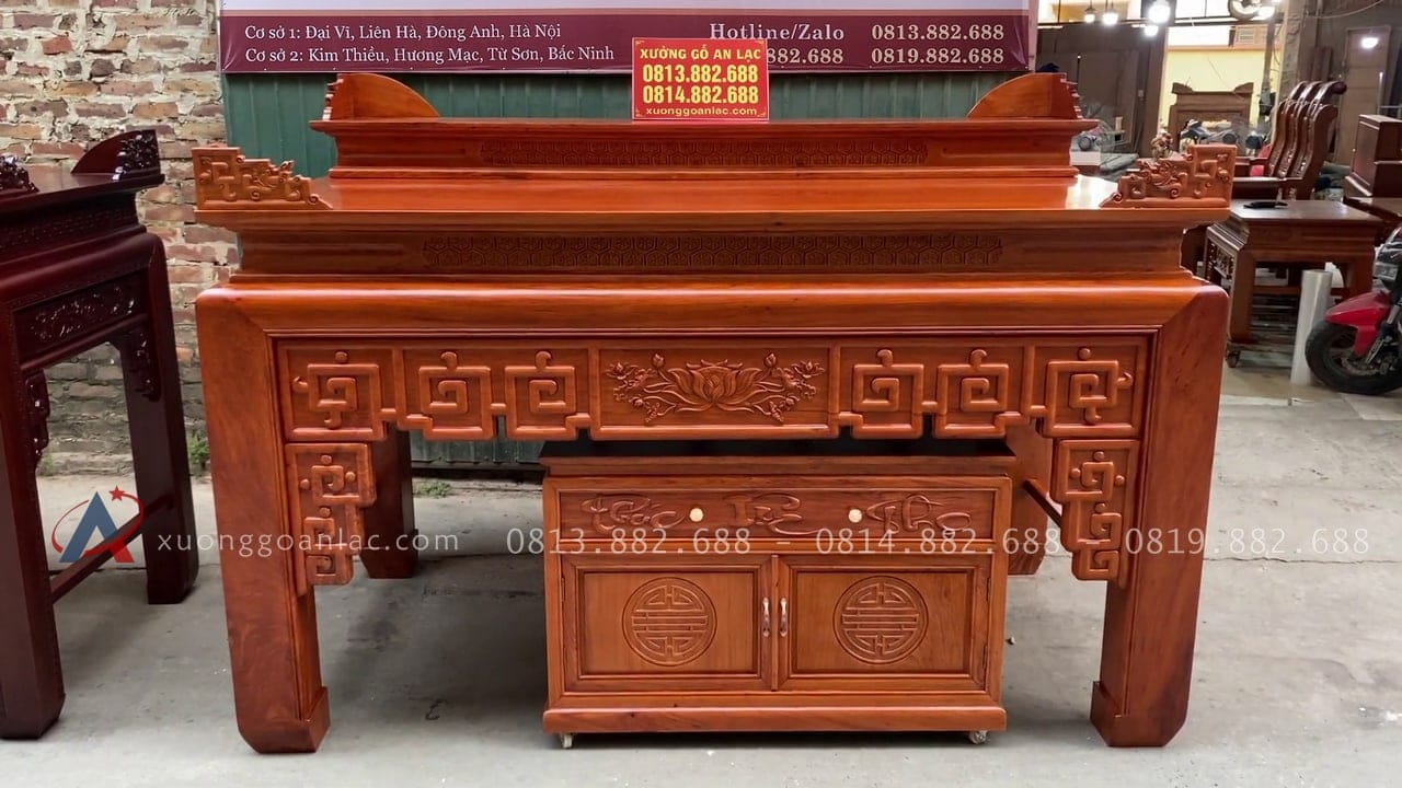 2 mẫu án gian thờ hàng vip làm theo yêu cầu khách hàng 24 mẫu án gian triện sen kèm bàn con