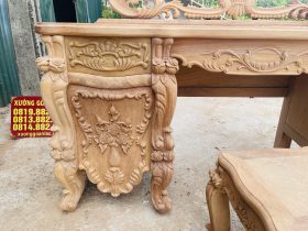 Cận cảnh hàng mộc bàn trang điểm hoàng gia cao cấp (Chị Thương, Ninh Bình) 23 Khối tủ 2 bên thiết kế ngăn kéo để đồ