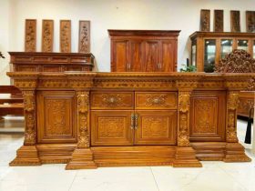 kệ tivi tân cổ điển gỗ gõ đỏ
