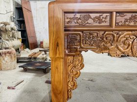 Án thờ Dơi Ngũ Phúc 2m17 gỗ gõ đỏ chân 14 chú Liêm - Bình Dương 22 chân án gian bản vuống 14p