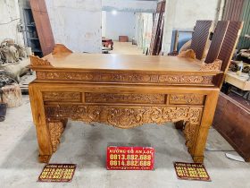 Án thờ Dơi Ngũ Phúc 2m17 gỗ gõ đỏ chân 14 chú Liêm - Bình Dương 14 mẫu án gian gỗ gõ đỏ