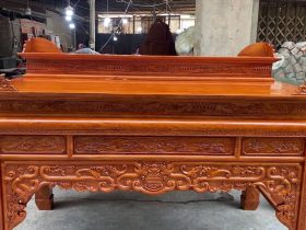 Án gian thờ nhị cấp hàng đặt 2m17 gỗ Hương Đá chân 14 giao Thái Nguyên 10 mẫu án gian gỗ hương đá