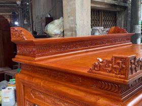 Án gian thờ nhị cấp hàng đặt 2m17 gỗ Hương Đá chân 14 giao Thái Nguyên 11 mẫu án gian nhị cấp tiện dụng