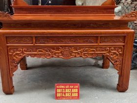 Án gian thờ nhị cấp hàng đặt 2m17 gỗ Hương Đá chân 14 giao Thái Nguyên 14 mặt tiền của mẫu án gian như ý nhị cấp