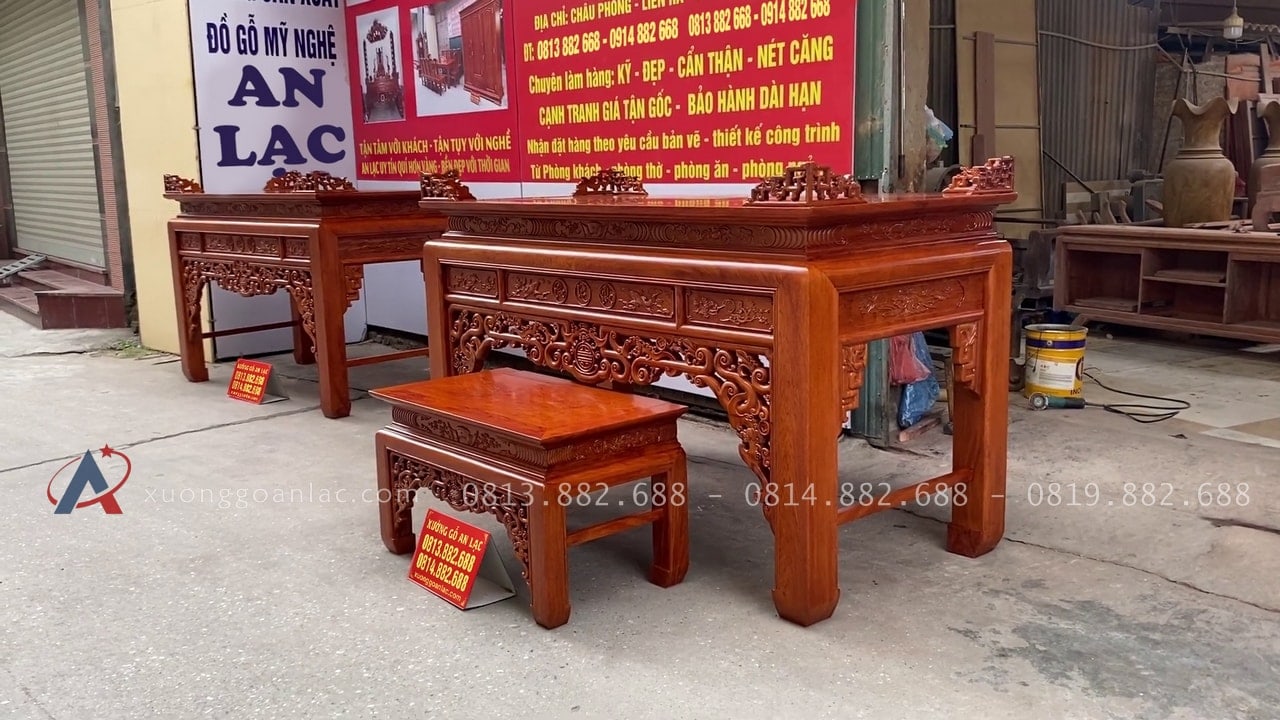 Báo giá 2 bộ án gian thờ Đông Anh - Hà Nội 28 Hai mẫu án gian thờ gỗ gụ