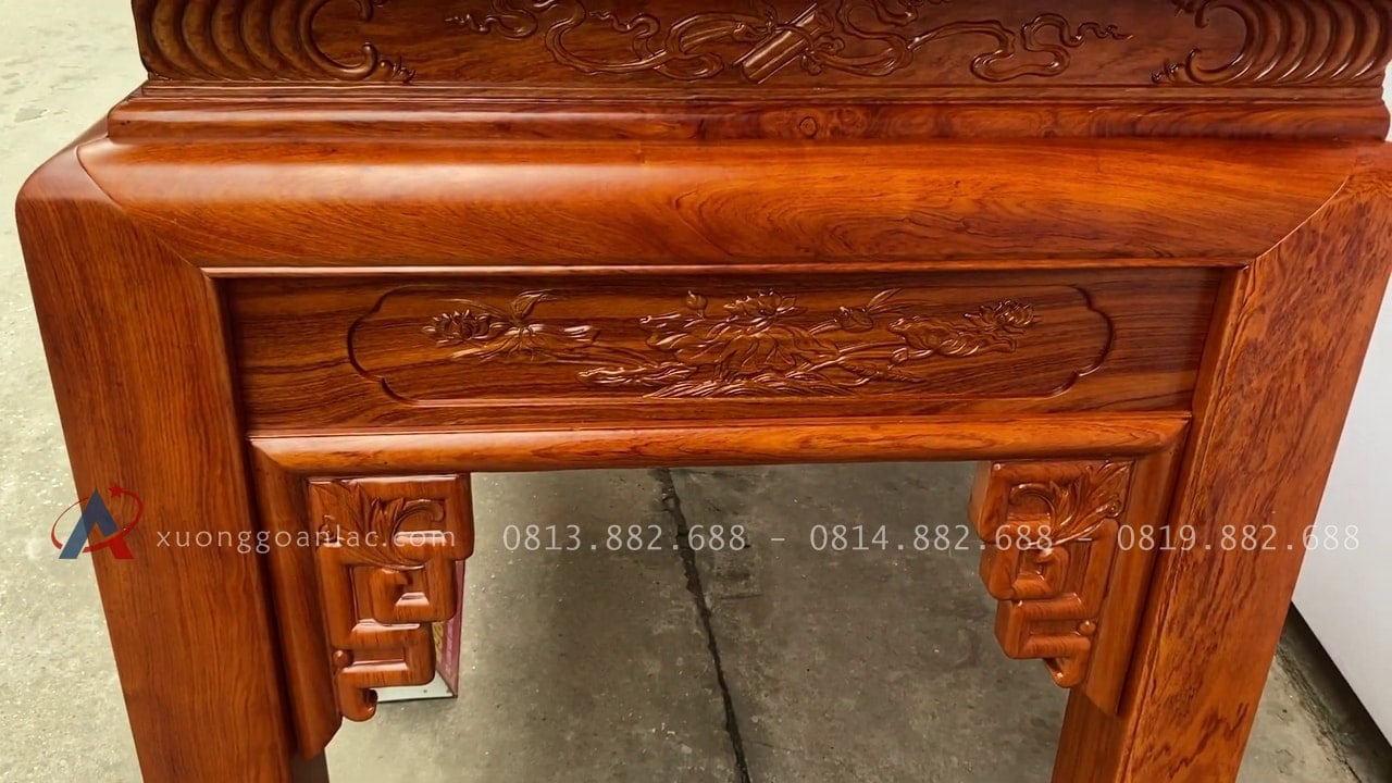Báo giá 2 bộ án gian thờ Đông Anh - Hà Nội 37 hồi án gian đục hoa tiết hoa sen