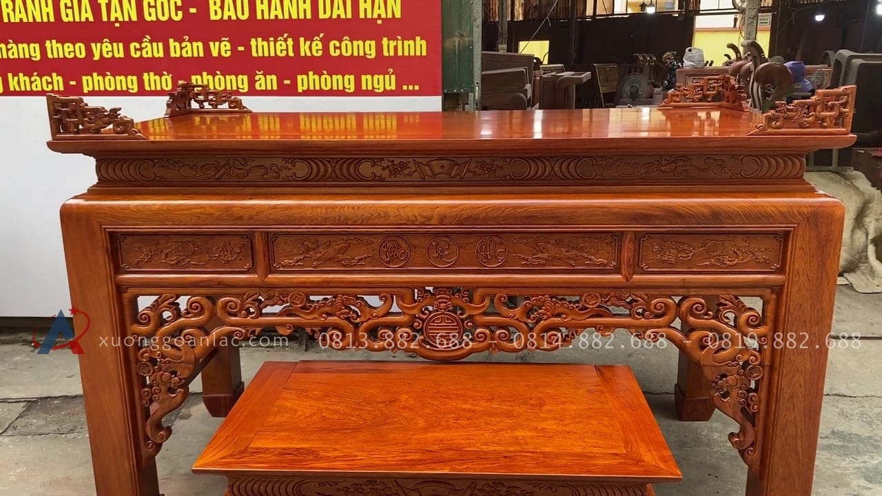 Báo giá 2 bộ án gian thờ Đông Anh - Hà Nội 4 mặt tiền mẫu án gian như ý