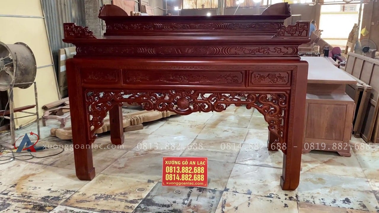 Mẫu án gian thờ Như ý 1m97 gỗ gụ lào giao Tây Hồ - Hà Nội 12 mẫu án gian thờ như ý gỗ gụ Lào hàng tuyển