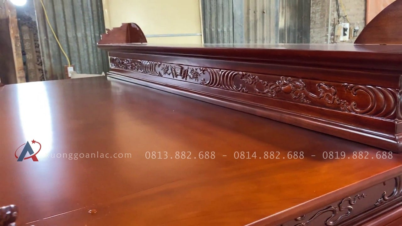Mẫu án gian thờ Như ý 1m97 gỗ gụ lào giao Tây Hồ - Hà Nội 13 án gian 2 cấp gỗ gụ