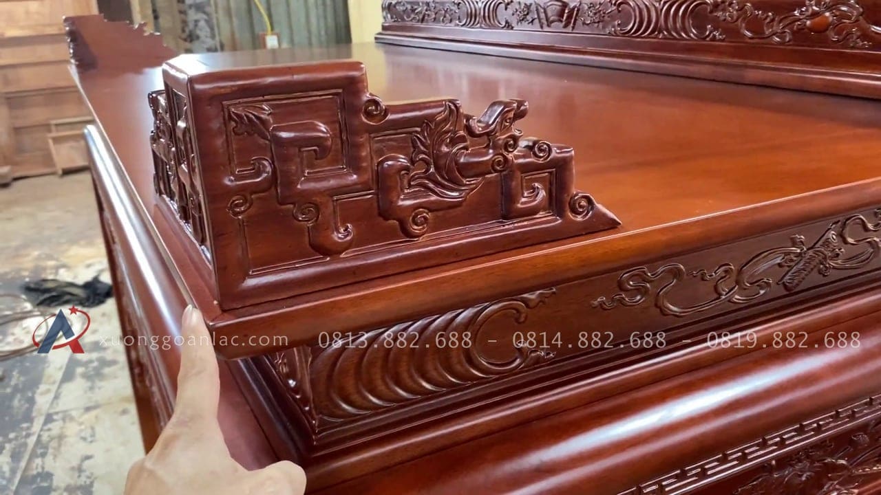 Mẫu án gian thờ Như ý 1m97 gỗ gụ lào giao Tây Hồ - Hà Nội 14 mẫu án gian cao cấp