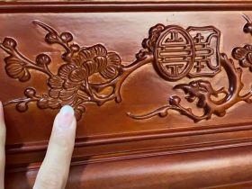 Mẫu án gian thờ Như ý 1m97 gỗ gụ lào giao Tây Hồ - Hà Nội 10 họa tiết trang trí đục tỉa sắc nét