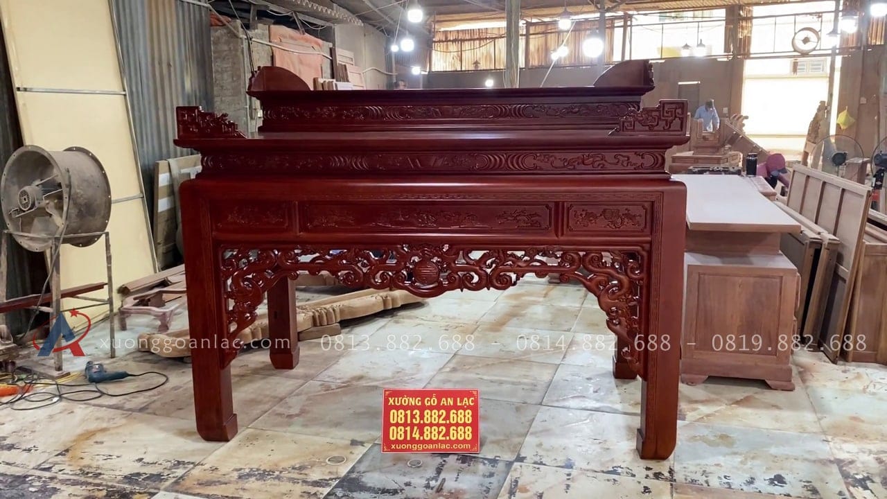 Mẫu án gian thờ Như ý 1m97 gỗ gụ lào giao Tây Hồ - Hà Nội 16 mẫu án gian như ý nhị cấp