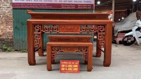 mẫu án gian thờ triện sen gỗ hương đá cao cấp