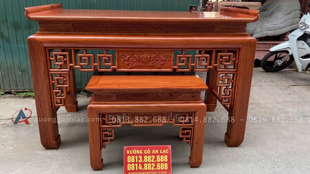 Mẫu án gian thờ Triện Sen 1m97 (Long Biên - Hà Nội) 19 combo án gian triện sen và bàn cơm