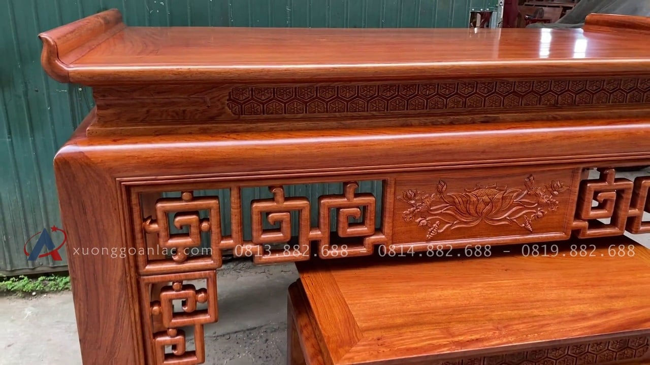 Mẫu án gian thờ Triện Sen 1m97 (Long Biên - Hà Nội) 20 Mẫu án gian đục triện sen