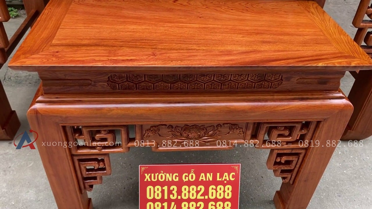 Mẫu án gian thờ Triện Sen 1m97 (Long Biên - Hà Nội) 25 mẫu bàn cơm gỗ hương đá