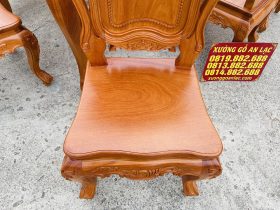 Bộ bàn ăn hoàng gia 8 ghế louis gỗ gõ (Anh Long, Đà Nẵng) 21 mặt ngồi ván liền bóng mịn