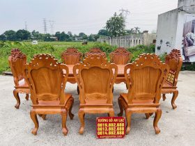 Bộ bàn ăn hoàng gia 8 ghế louis gỗ gõ (Anh Long, Đà Nẵng) 14 bộ bàn ăn gỗ gõ đỏ cao cấp