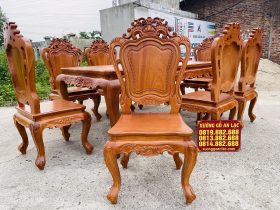 Bộ bàn ăn hoàng gia 8 ghế louis gỗ gõ (Anh Long, Đà Nẵng) 18 Mẫy ghế ăn louis gỗ gõ đỏ