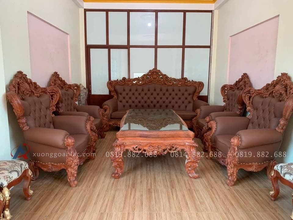 Bàn giao siêu phẩm hoàng gia bọc đệm 10 món gỗ gõ đỏ cho Anh Tuấn, Quảng Ninh 14 bàn ghế hoàng gia bọc đệm 10 món gỗ gõ đỏ