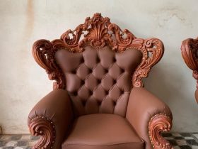 Bàn giao siêu phẩm hoàng gia bọc đệm 10 món gỗ gõ đỏ cho Anh Tuấn, Quảng Ninh 11 mẫu ghế đơn louis hoàng gia