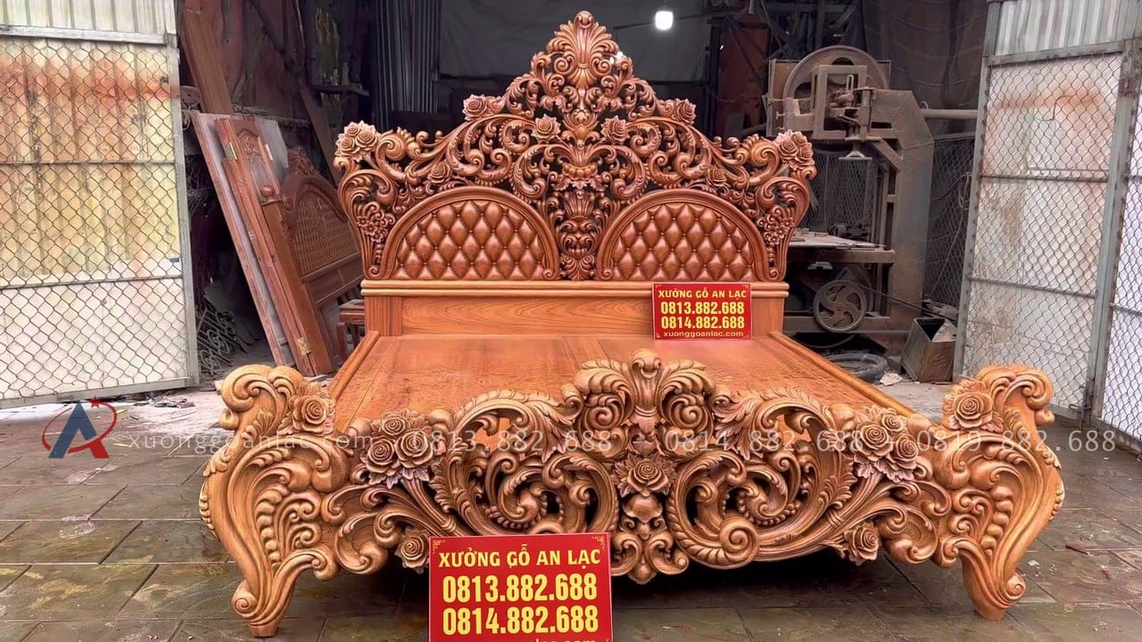 Giường hoàng gia nguyên khối gỗ gõ đỏ 12 mẫu giường ngủ louis hoàng gia nguyên khối gỗ gõ đỏ siêu vip