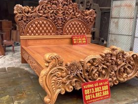 Giường hoàng gia nguyên khối gỗ gõ đỏ 7 mẫu giường ngủ gỗ gõ đỏ siêu vip